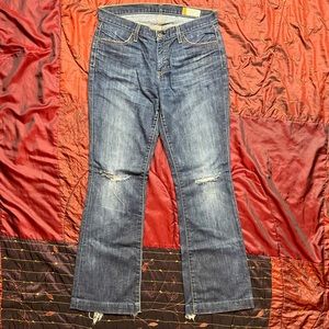 GAP Mid Rise Distressed Flare Jeans